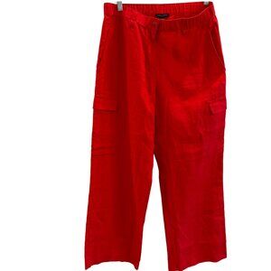 Share Eileen Fisher The System Cherry Red Linen Cargo Pants Size Petite Small EU